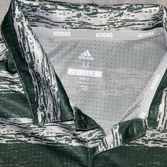 Green Striped Adidas Golf Polo Shirt. Size medium - Picture 3 of 4